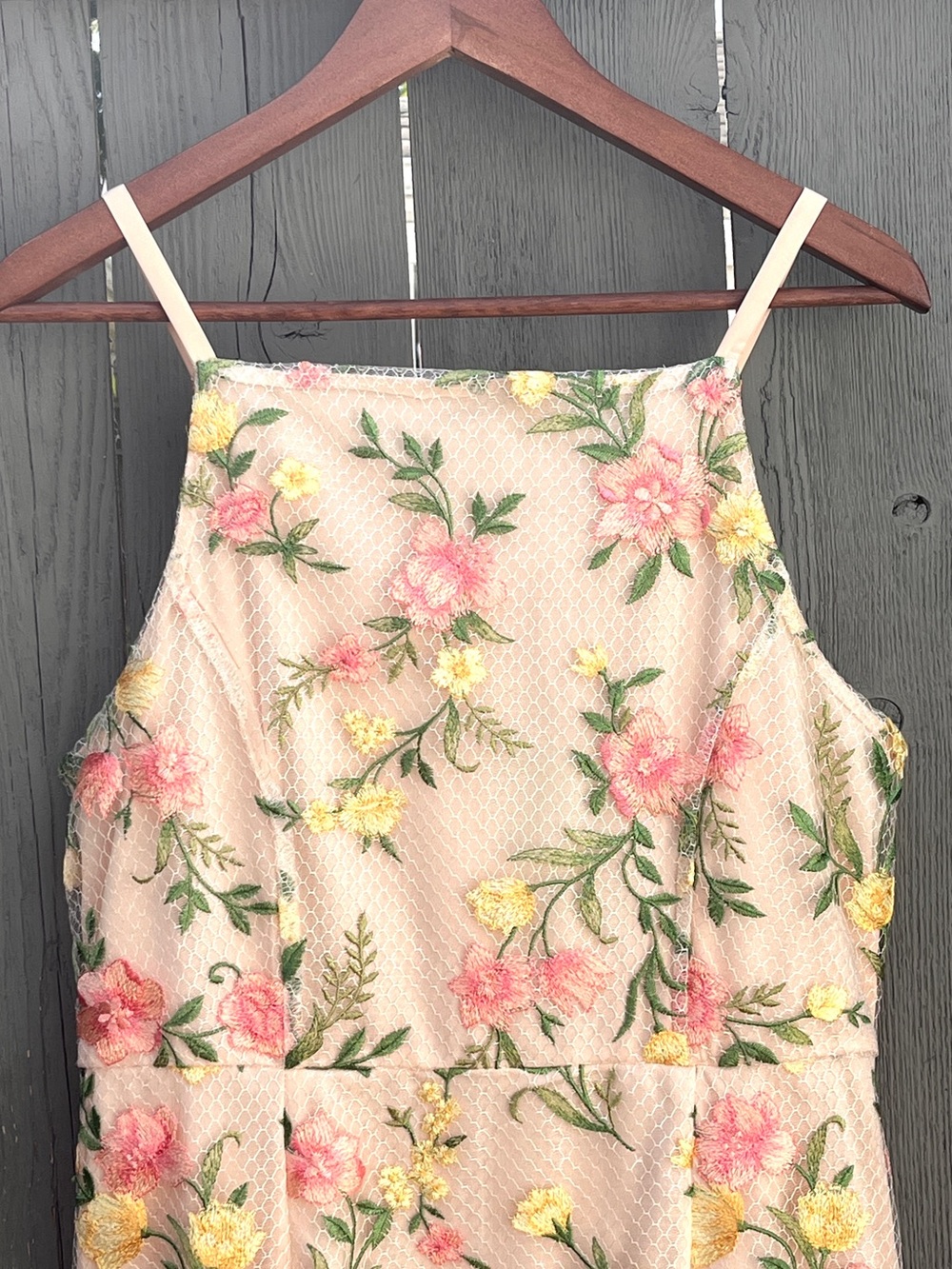 Sam Edelman Embroidered Mesh Mini Dress Cream Pink NWT Size 8 - Picture 3 of 14